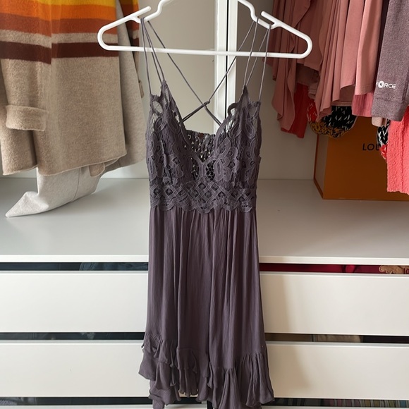 Free People Adella Slip Dress Charcoal Light Purple - Picture 8 of 9